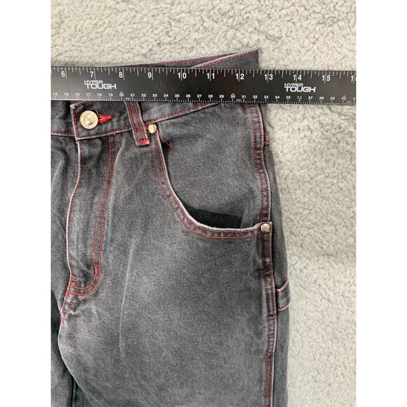 BXJ BOM-X JEANS M10 Boy's Black Red Denim Jeans Distressed Punk Emo 5-Pockets - Picture 6 of 9